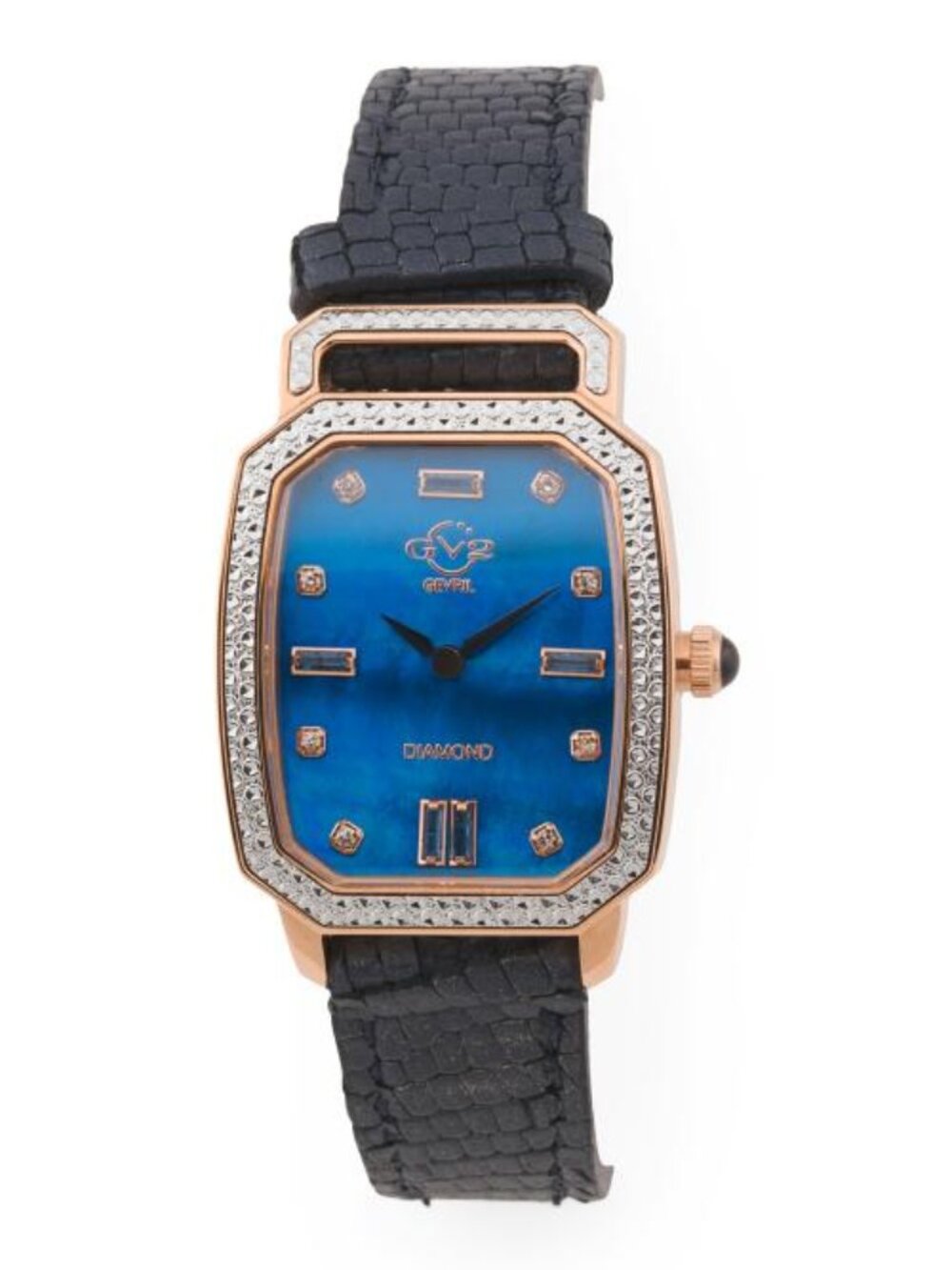 GV2 BY GEVRIL Women's Swiss Made Pavia Diamond Bezel Leather Strap Watch
